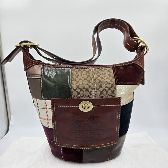 Coach Handbags - Vtg Coach Bleecker Legacy Holiday Patchwork Duffle Crossbody Shoulder Bag Purse